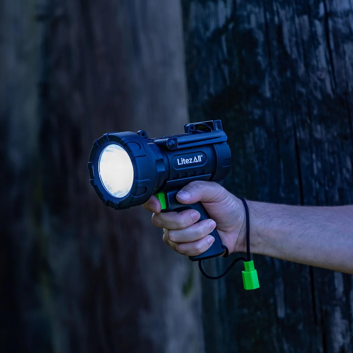 LitezAll ULTAC3 Rechargeable Spotlight - 1000 Lumen Handheld, USB-C Charging, IPX7 Weather Resistant, Black, Model 28332