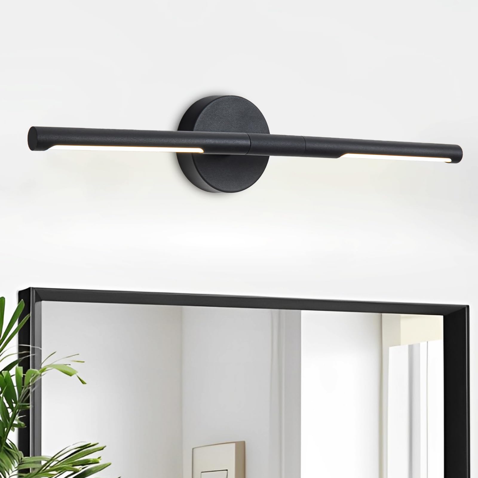 LINSEEDS Bathroom Light Fixtures, 24 Inch, 18W Dimmable LED, 4000K, Matte Black, Model RD-7516-2-BK