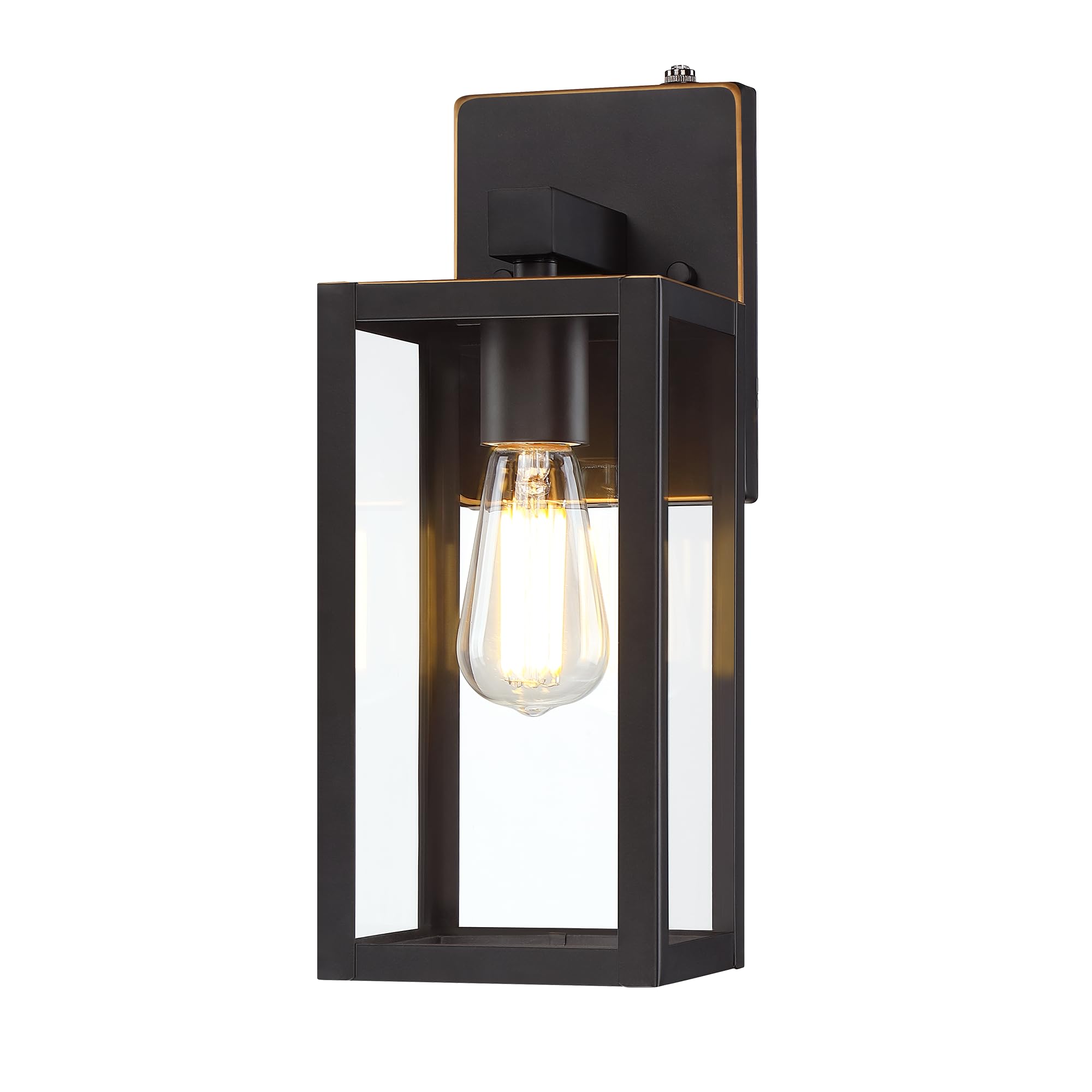 YaoKuem Dusk to Dawn Outdoor Wall Lantern, Photocell Sensor Wall Sconce as Porch Lighting Fixture, E26 Medium Base, Metal Housin