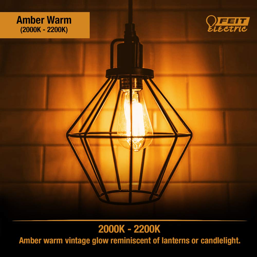 Feit Electric ST15 Vintage Amber Glass LED Bulb - 25W Equivalent, 200 Lumen, Dimmable, Soft White, E12 Base, 1 Count