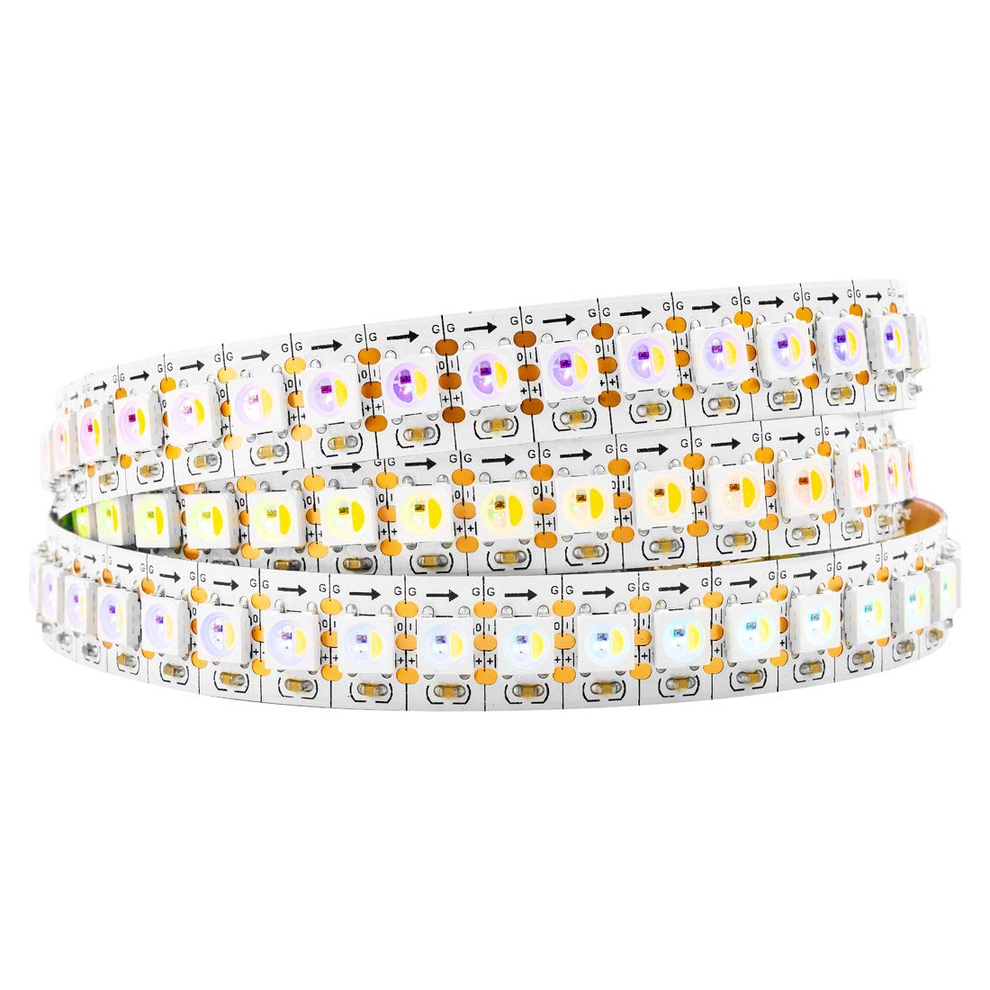 BTF-LIGHTING RGBW RGBCW LED Strip, 3.3ft, 144 LEDs, Individually Addressable, White PCB, Non-Waterproof, DC5V