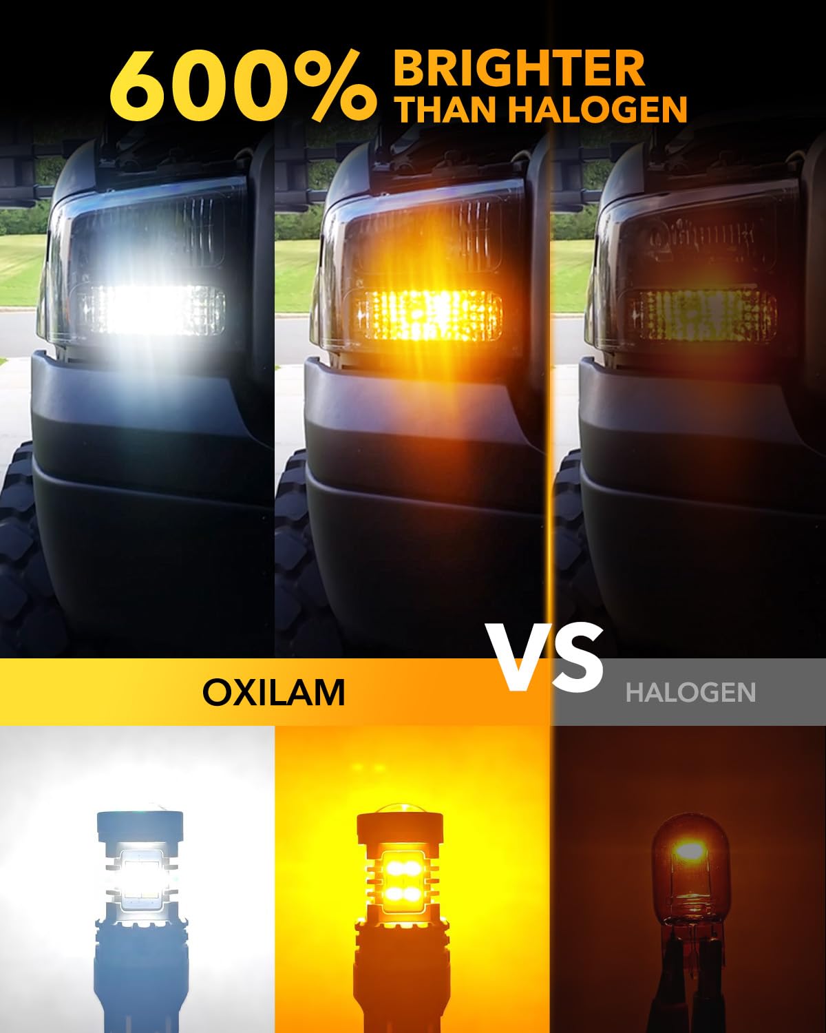 OXILAM 7443 Switchback LED Bulbs, Dual Color Amber/White, CANBUS Ready, Anti Hyper Flash, Pack of 2