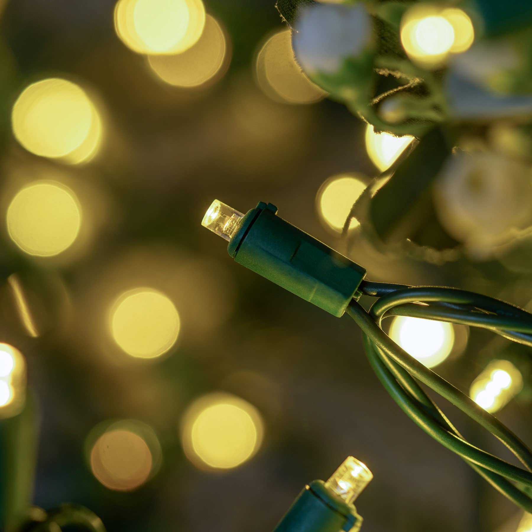 YULETIME LED Christmas Lights Set, 200 Warm White Bulbs, 66 ft Green Wire, UL Certified, 5mm