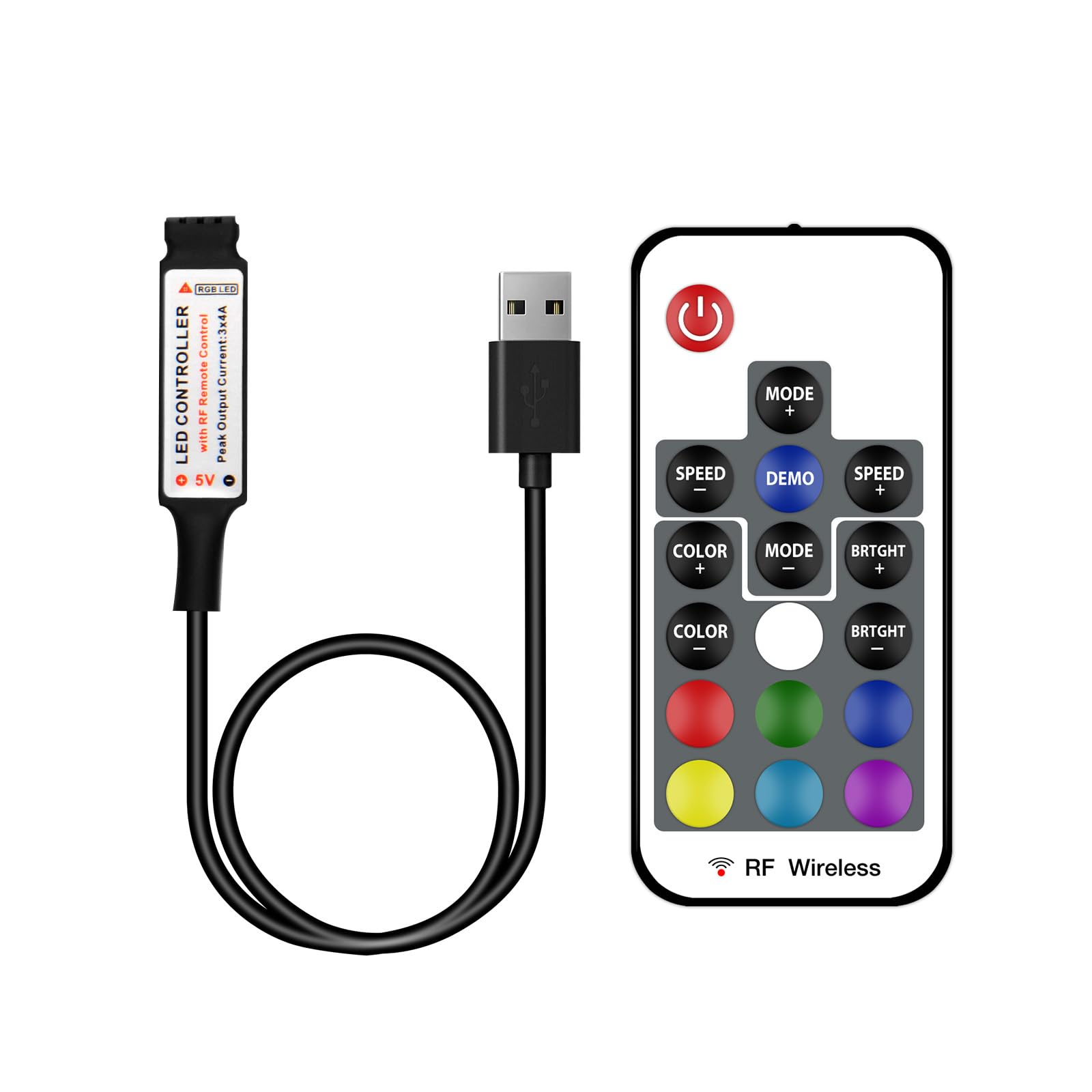 DAYBETTER RF Wireless Remote LED Controller, 17 Keys, DC 5V to 24V, Model TA000B0016W-EA01