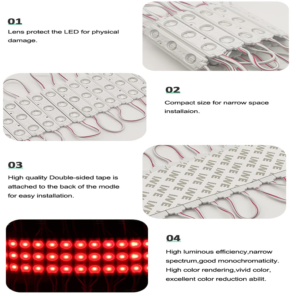 Aooyuanke 100Pcs Led Module Red 49.8 Ft Waterproof 5730 Smd Lights For Advertising Signs