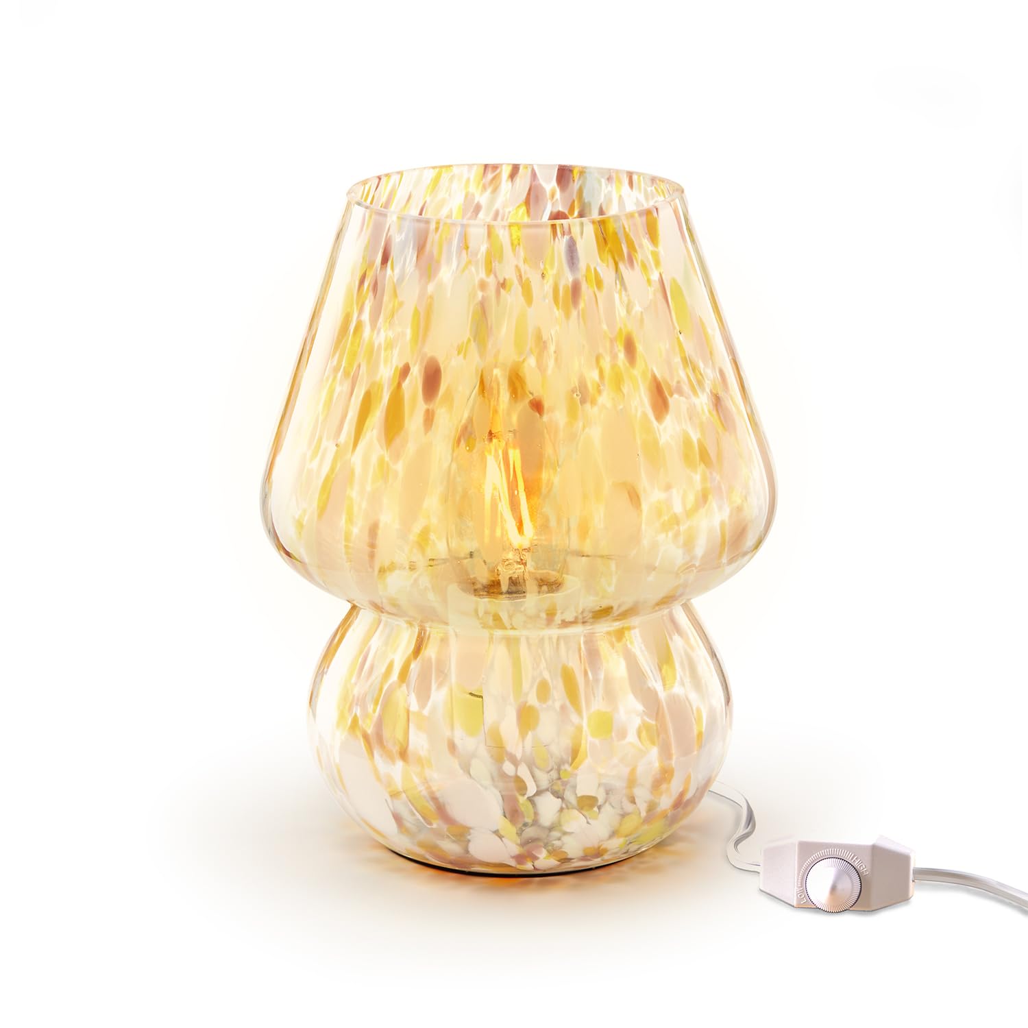 Next Glow Mushroom Lamp – Dimmable LED Night Light, Small, Glass, Colorful Marbled Magic, Model LT-0328-1