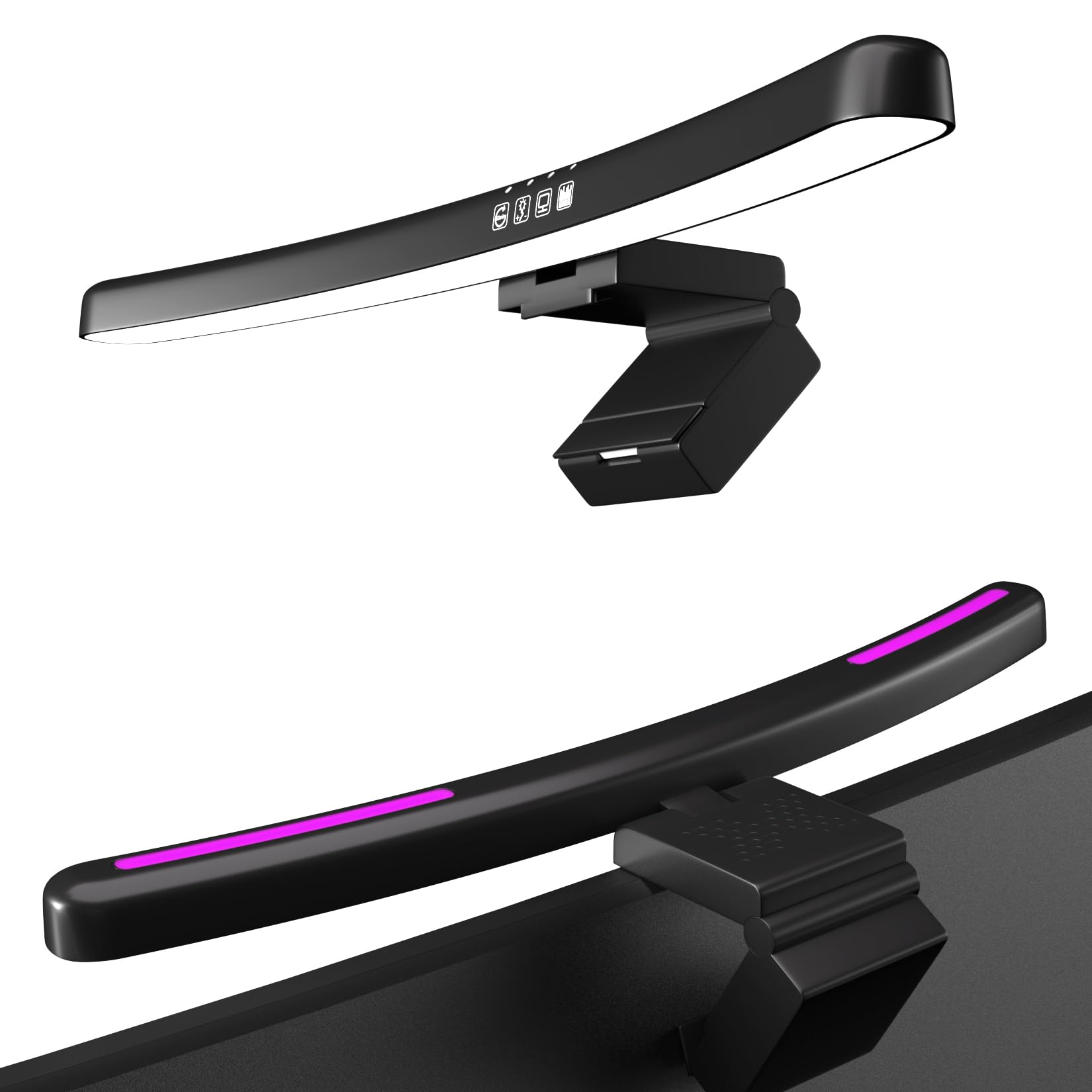 Geisofu Monitor Light Bar Curved With Rgb Backlight,Computer Screen Lamp For Eye Caring,Dual Light Source With Touch Control Tim