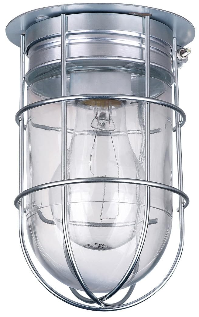 Canarm Outdoor Silver Barn Light, Industrial Wall or Ceiling Mount Sconce, 7-Inch Damp Rated Fixture for Porch, Patio, or Entryw