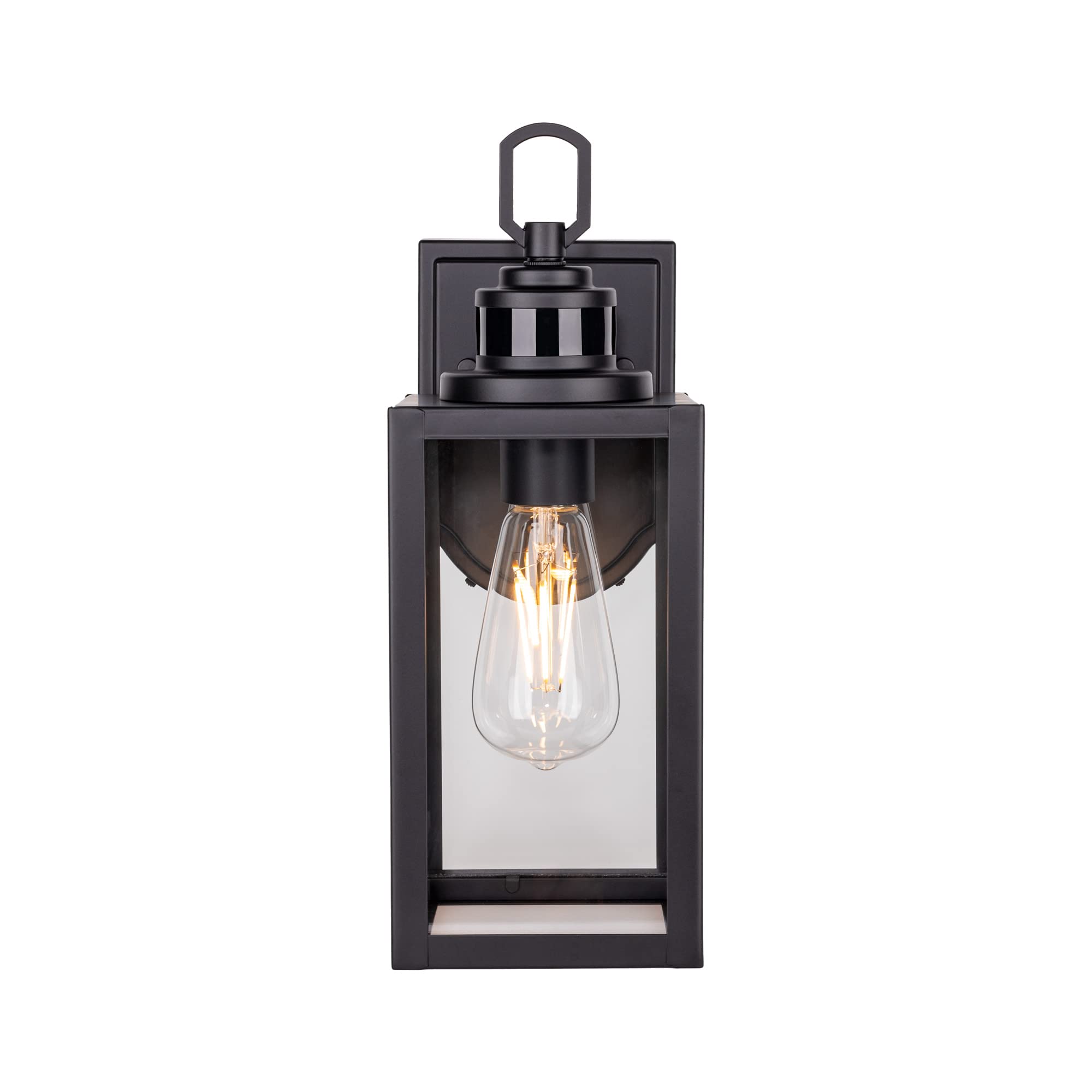 Gruenlich Dusk To Dawn Outdoor Wall Lantern With Pir Sensor, 2-Pack, Matte Black, E26 Base