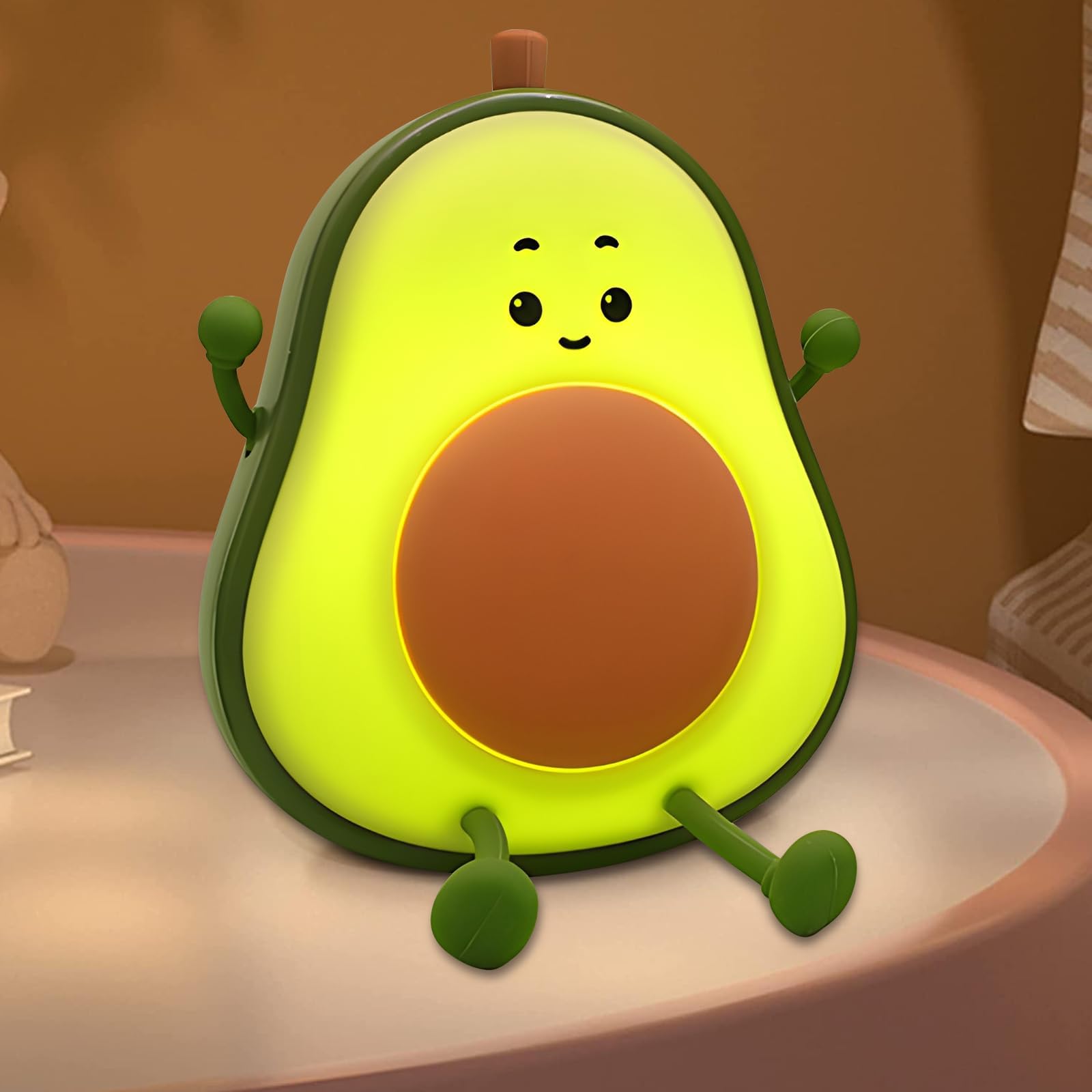 Yesinaly Cute Avocado Night Light for Kids - Touch Silicone Night Lamp for Bedroom Nursery Classroom Lamp Nightlight for Boys Gi