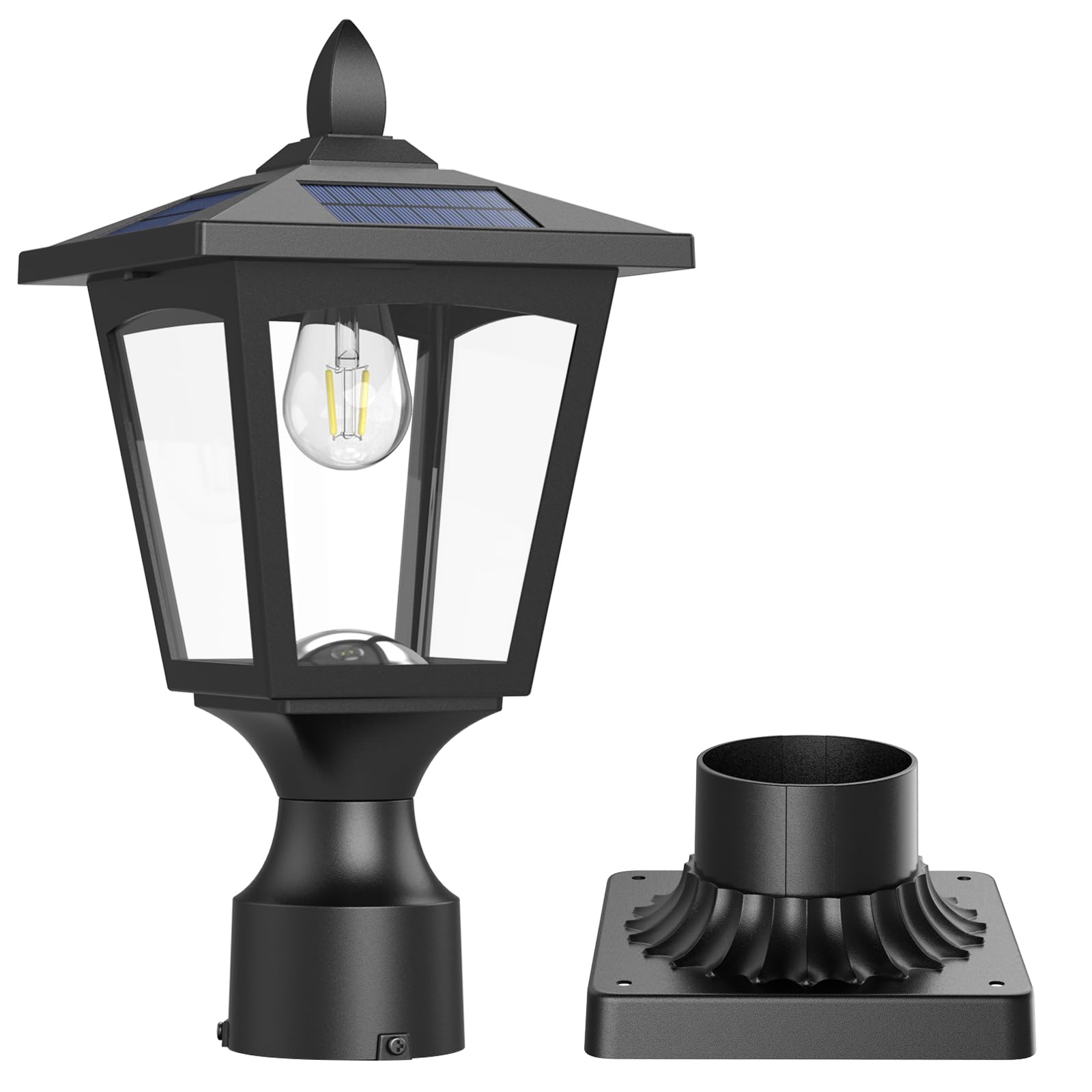 Greluna Solar Post Lights, 6000K Dusk to Dawn Outdoor Waterproof Lamp, Cool White, Model PL007