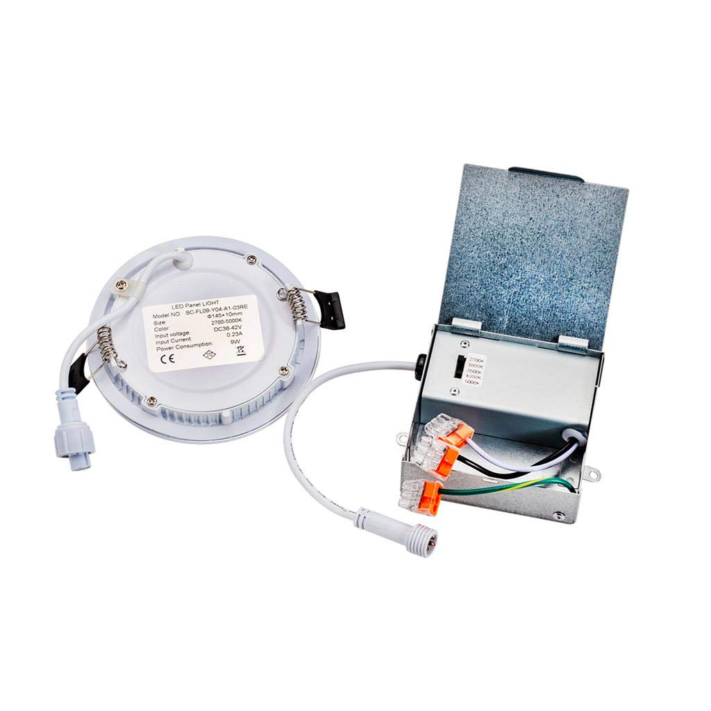 Topaz Led 4 Inch Slim Fit Round Recessed Downlights, 9W, Ceiling Light With Junction Box, 5Cct Selectable 2700K,3000K,3500K,4000K,5000K, White