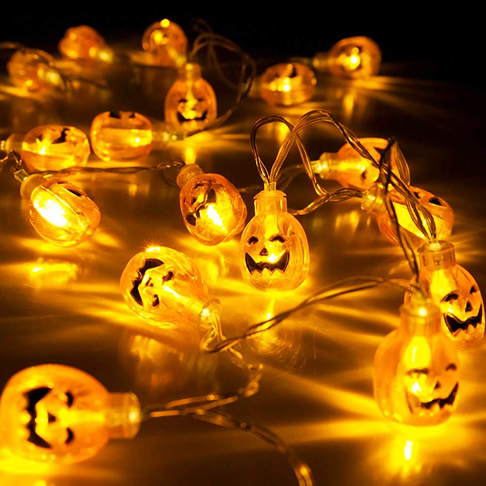 Toodour Halloween Pumpkin Lights - 15ft 30 LED Battery Operated Halloween Decorations String Lights for Indoor Outdoor Home Pati