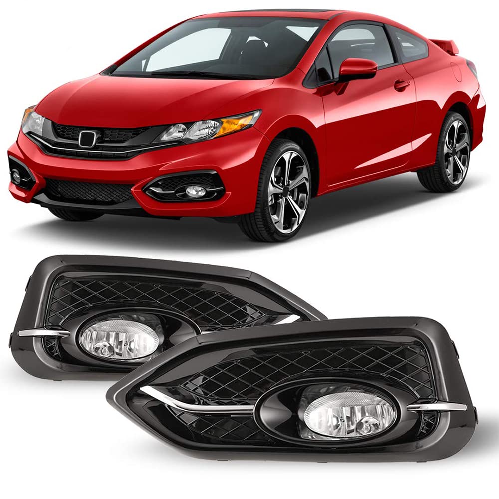 Winjet OEM Driving Fog Lights for 2014-2015 Honda Civic Coupe, Clear Lens, Includes Switch & Wiring Kit, Model WJ30-0395-09