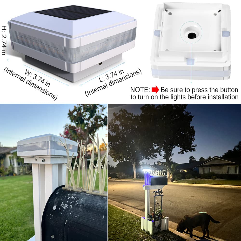FVTLED Solar Post Lights - Waterproof LED Fence Cap Light for 3.5x3.5 to 6x6 Posts, White, 1 Pack, Model USWS142W