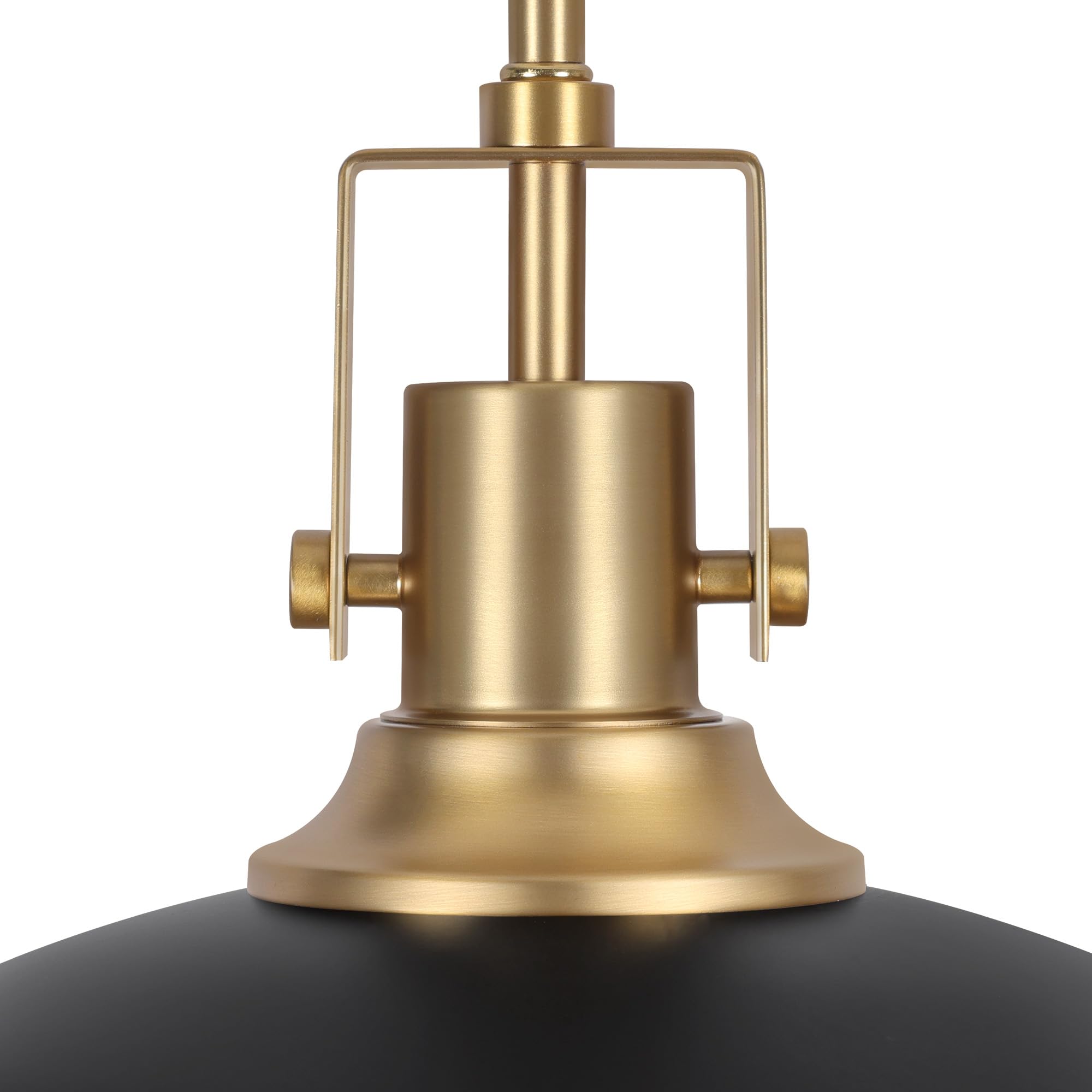 LamQee 18" Black and Gold Pendant Light Fixture, Metal Dome Chandelier for Kitchen Island, Dining Room, Bar, Hallway, Model 06FTL0319