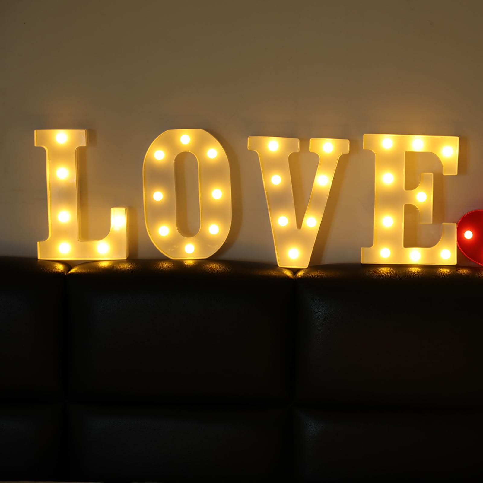 IFDGCTK LED Light Up Letters Sign, Decorative LOVE Marquee Lights, Battery Powered, White Plastic, Model IFDGCTK