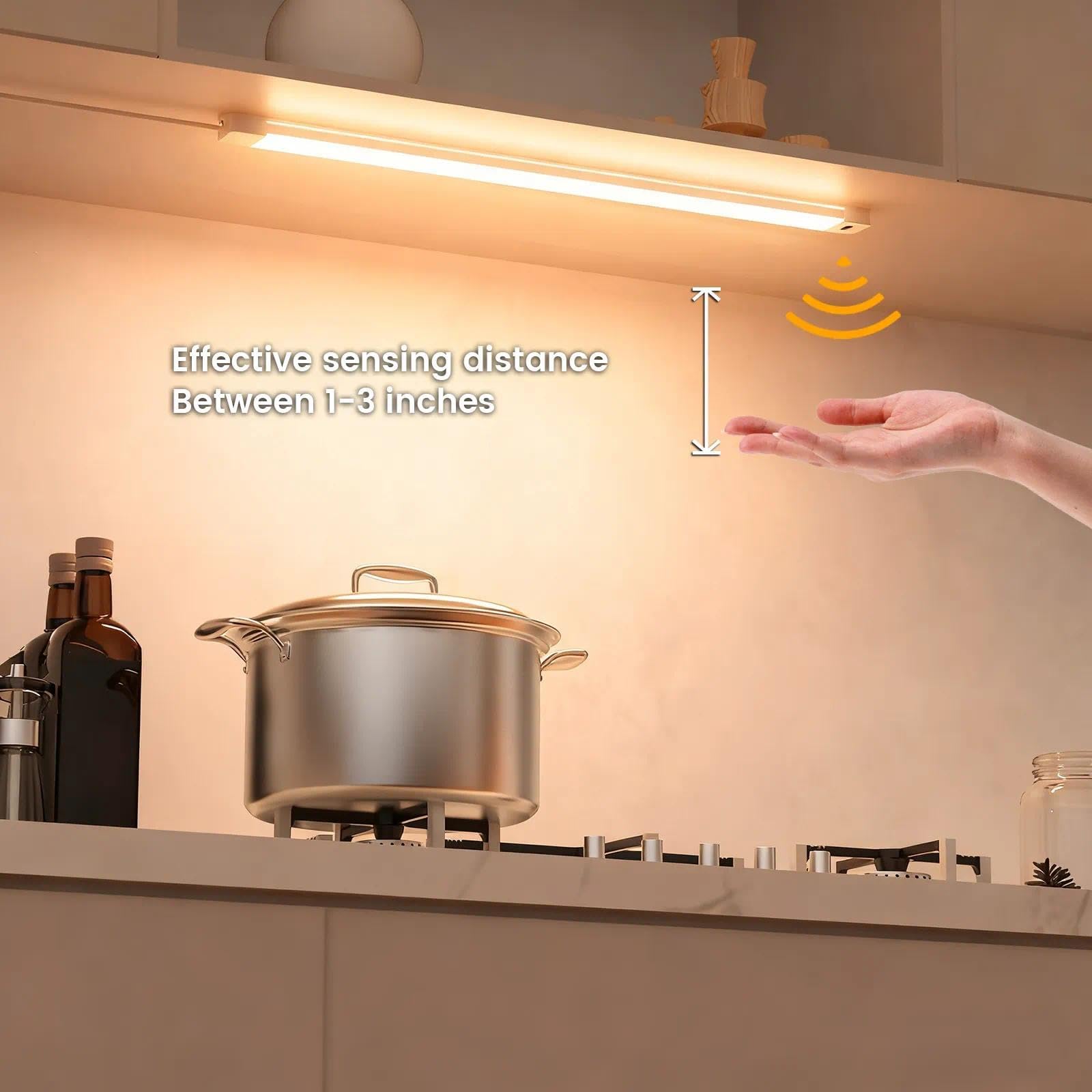 MYPLUS 16 Inch Under Cabinet Lights, Dimmable LED, 3000K Warm White, Plastic, Model GG111-3K, Perfect for Kitchen, Closet, and Desk