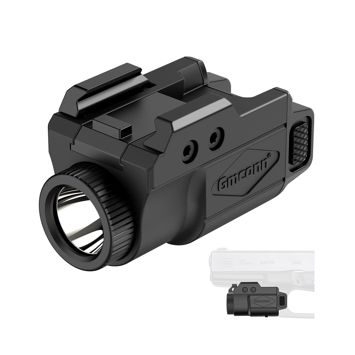 Gmconn 700 Lumen Handheld Toy Light  Compact Adjustable Rail Mounted Flashlight Mini Weapon Light with Strobe Mode for Picatinny MIL-STD-1913  Glock (700 Lumen)