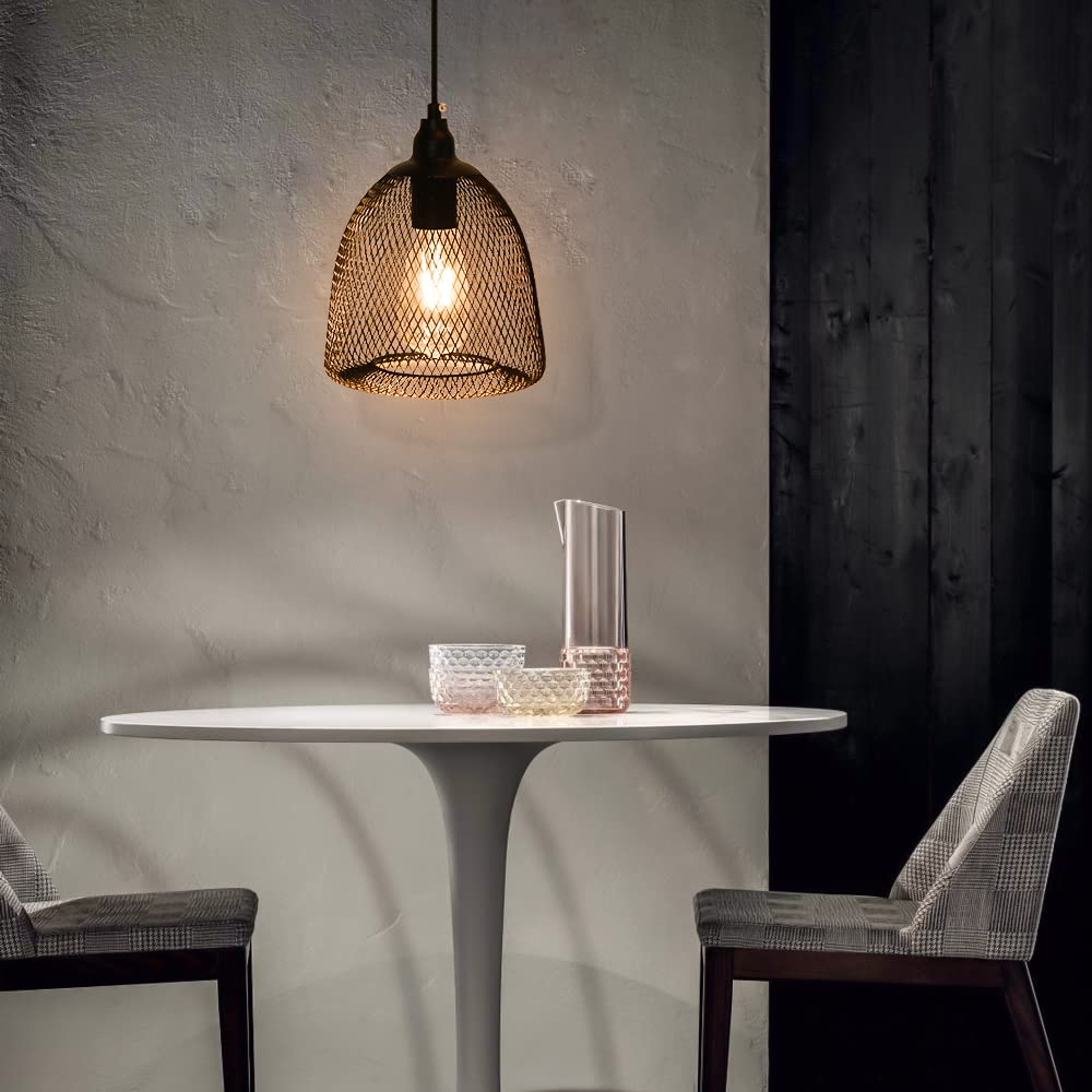 Battery Operated Hanging Light -Retro Decor Lamp Black Metal Mesh Lamp Edison Bulb Lights With 6 Hours Timeroutdoor Pendant Chan