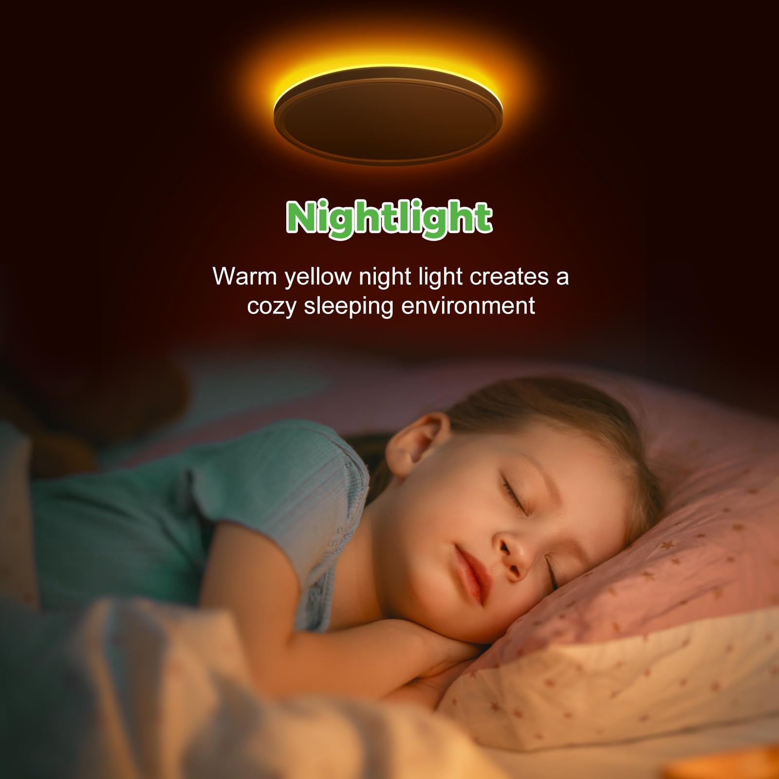 Zemty 7 Inch Led Ceiling Light With Night Light, 1800K, 3000K/4000K/6500K Light Fixtures, Low Profile Lighting For Bedroom, Livi