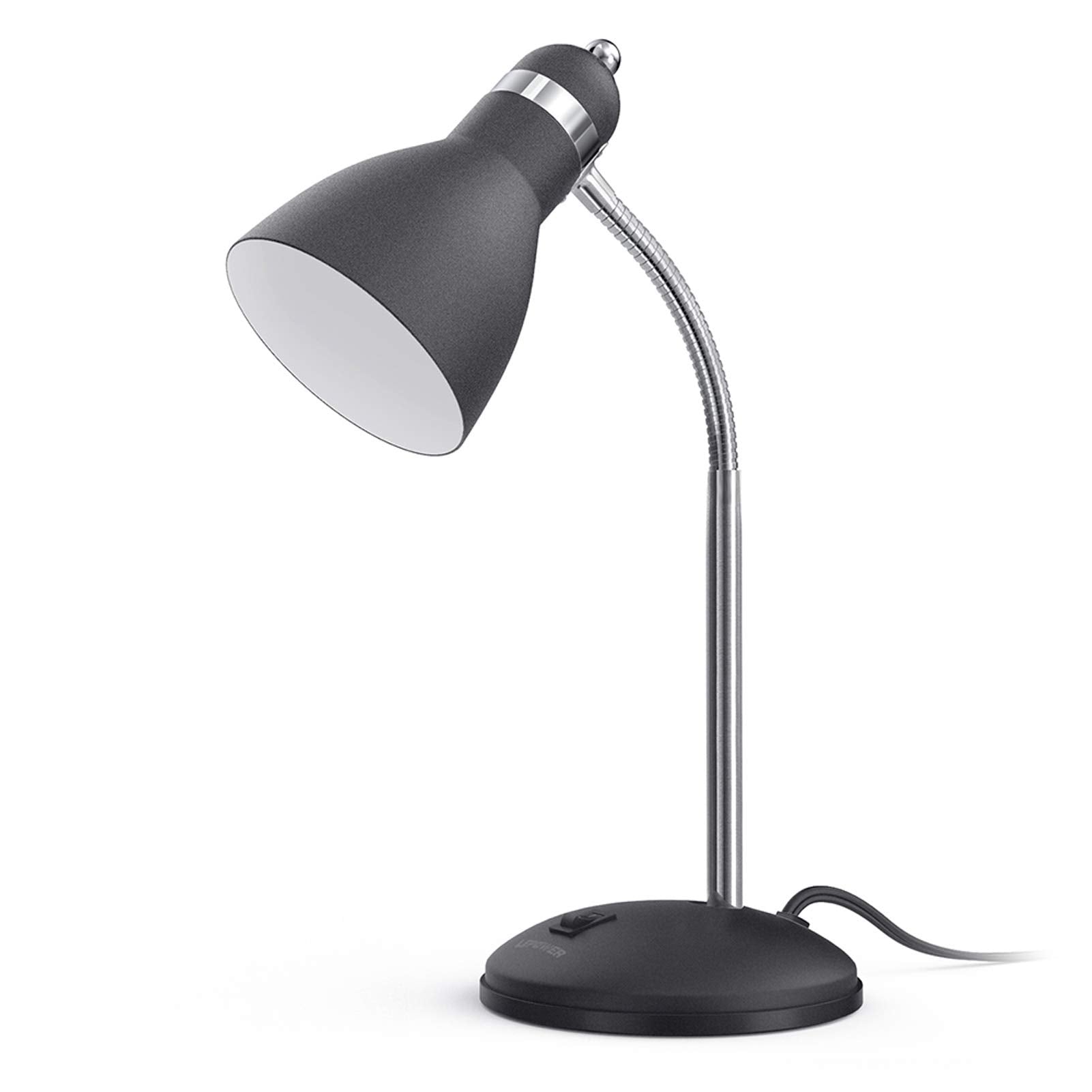 LEPOWER Metal Desk Lamp, Eye-Caring with Flexible Goose Neck, Matte Black, Model UT2032