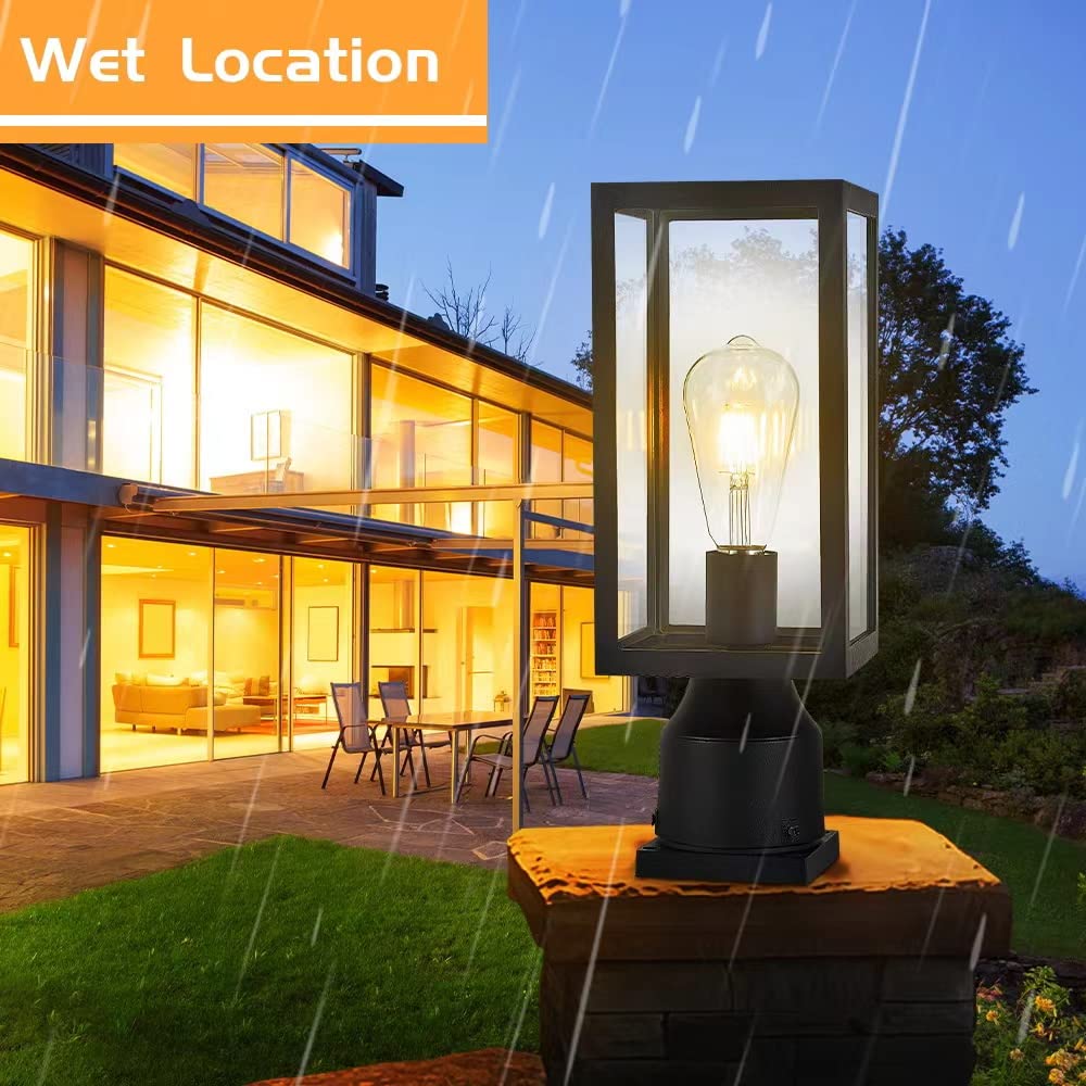 Windben Matte Black Outdoor Post Light Fixture - Aluminum Lantern For Gardens And Entrances