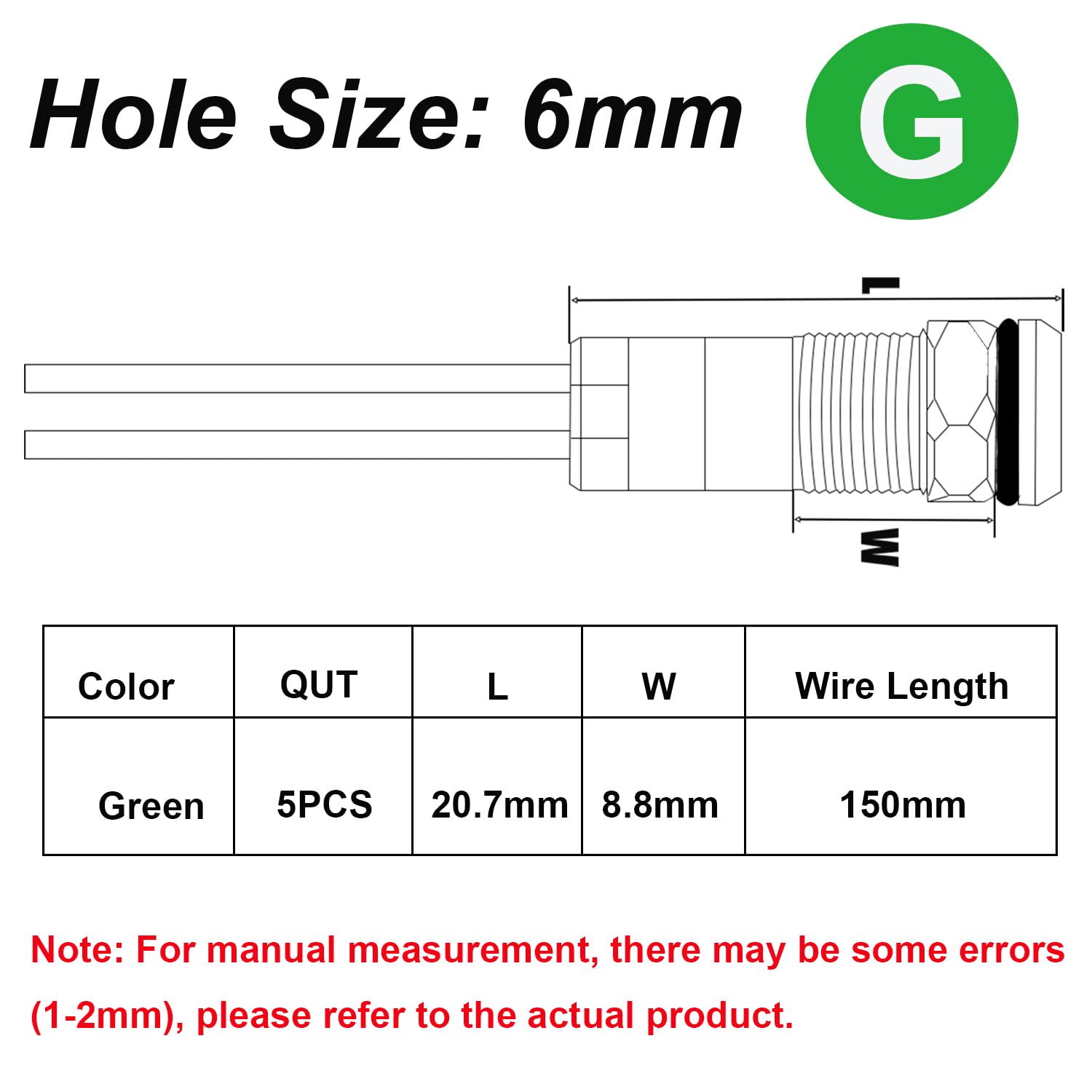Smseace 5Pack 1/4''(6Mm) Ac/Dc12-24V Led Indicator Light Waterproof Ip65 24 Volt Led Lights Metal Pilot Lamp Lights Green Panel Led Indicator Signal Light