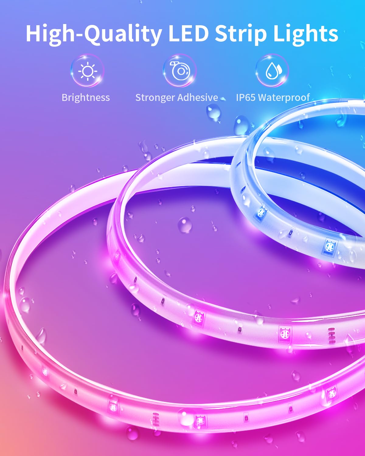 Odcolour 33Ft Outdoor Waterproof Led Light Strips, 12V Outdoor Rgb Led Strip Lights With Bluetooth Music Sync App Remote, Christmas Lights Decor Rope Lights