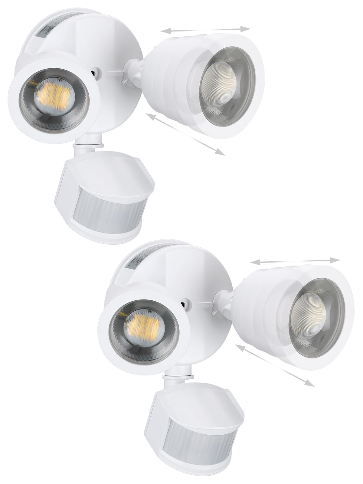 LEONLITE LED Security Light Outdoor Motion Sensor, Motion Flood Light for Outside, 30-80 Beam Angle Adjustable, Dual-Head Securi