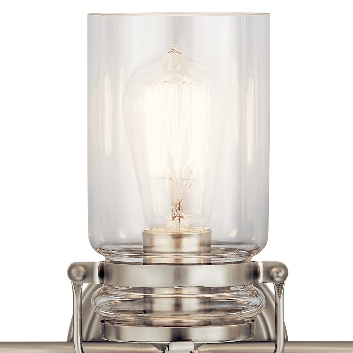 Kichler Brinley 24" 3-Light Vanity Light, Brushed Nickel, Clear Glass, Model 45689NI, Farmhouse Style