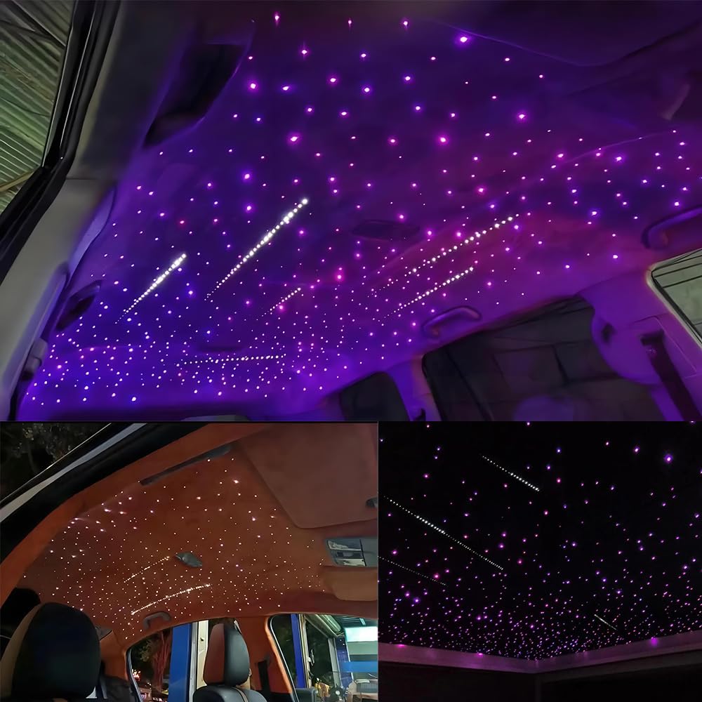 AKEPO Fiber Optic Lights Kit, 10W Meteor APP Control, RGBW, 460pcs 9.8ft/3m, Multicolor, Model QJ-L010