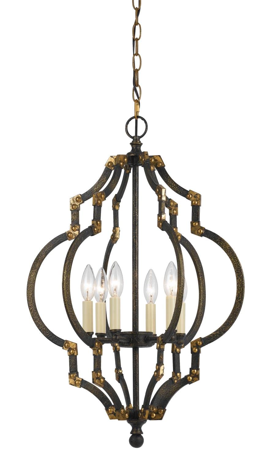 Cal Lighting FX-3593-6 Transitional Six Light Pendant from Howell Collection in Bronze/Dark Finish, 17.00 inches