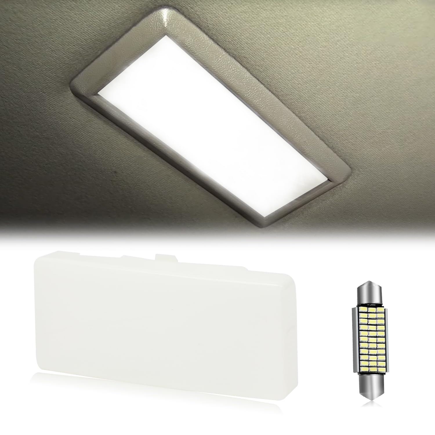 RUXIFEY Dome Light Cab Interior lights Cover  Roof Map Lamp Lens Housing with LED Blubs Compatible with Chevy S10 Blazer GMC Sonoma Suburban Jimmy 1982-2003 (for Standard/Extended Cab)