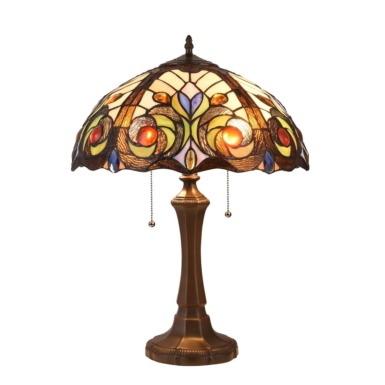 CHLOE Lighting LENNON Tiffany-style Dark Bronze 2 Light Victorian Table Lamp 16 Shade
