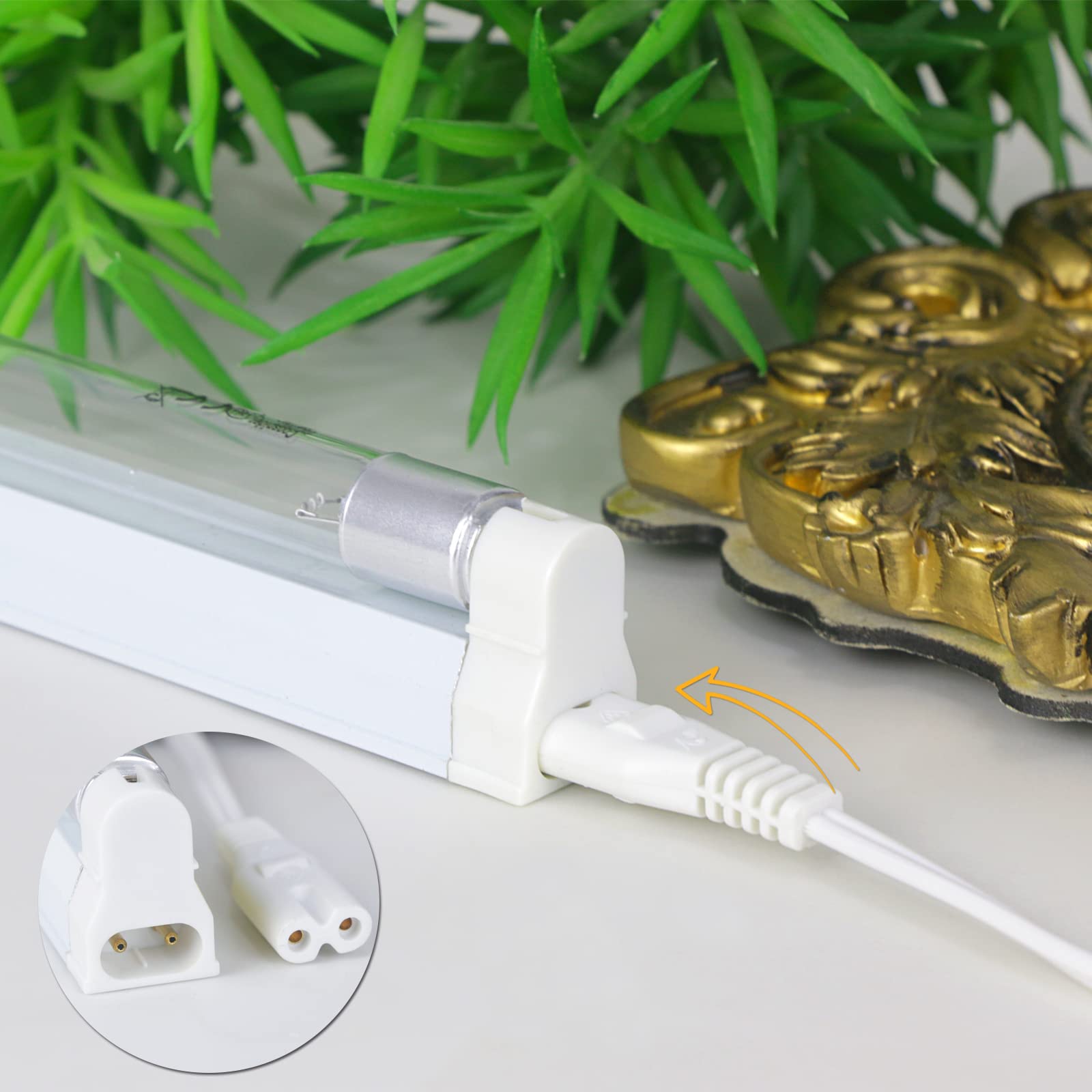 6W Uvc Lamp Ozone Free With On/Off Switch Cord And Plug, Uv Light Bulb 253.7Nm Wavelength For Closet/Cabinet/Bathroom, 110V Ctuv