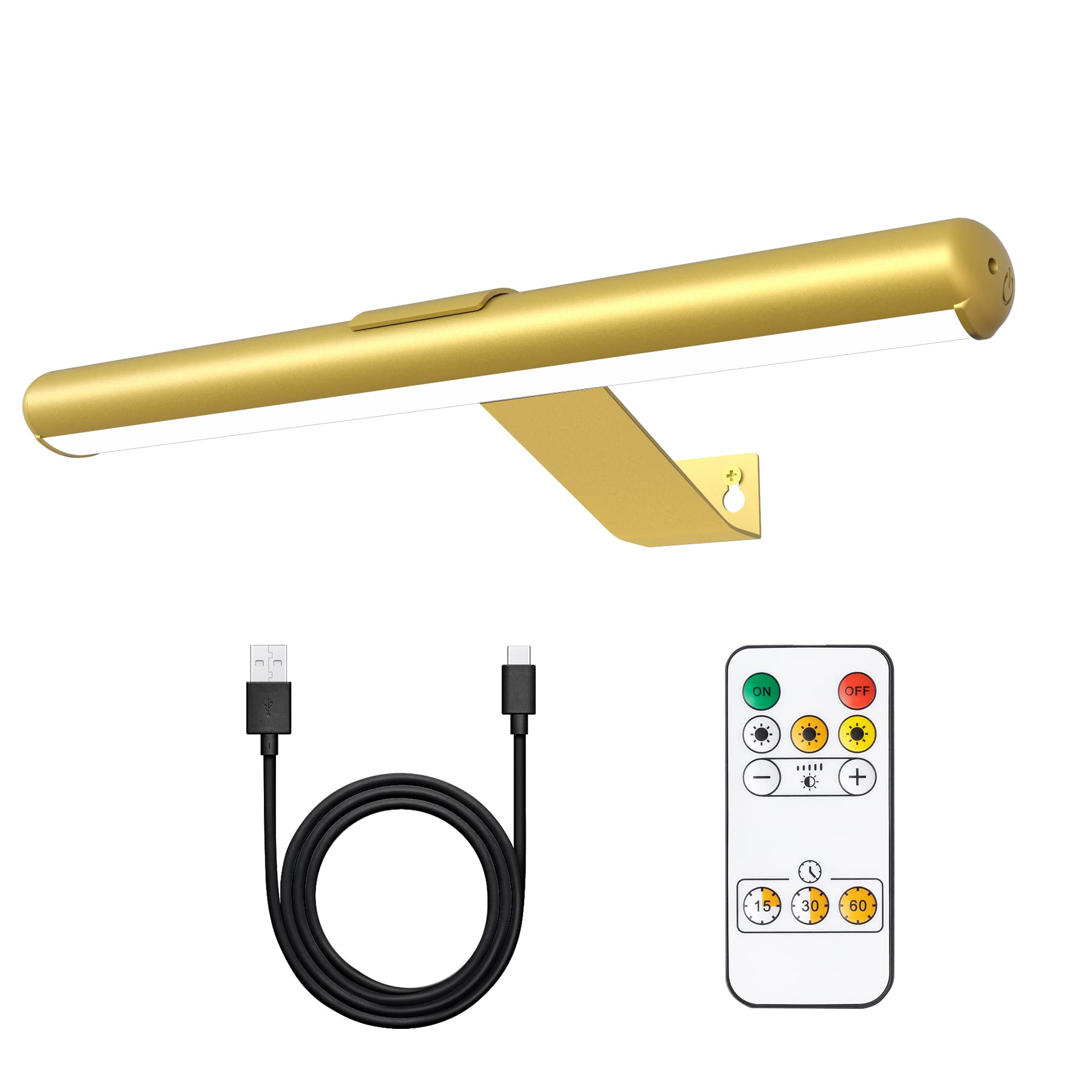 Yaqiihome Gold Wireless Picture Light With Remote, Dimmable Led Art Display, 13'' Aluminum Mount