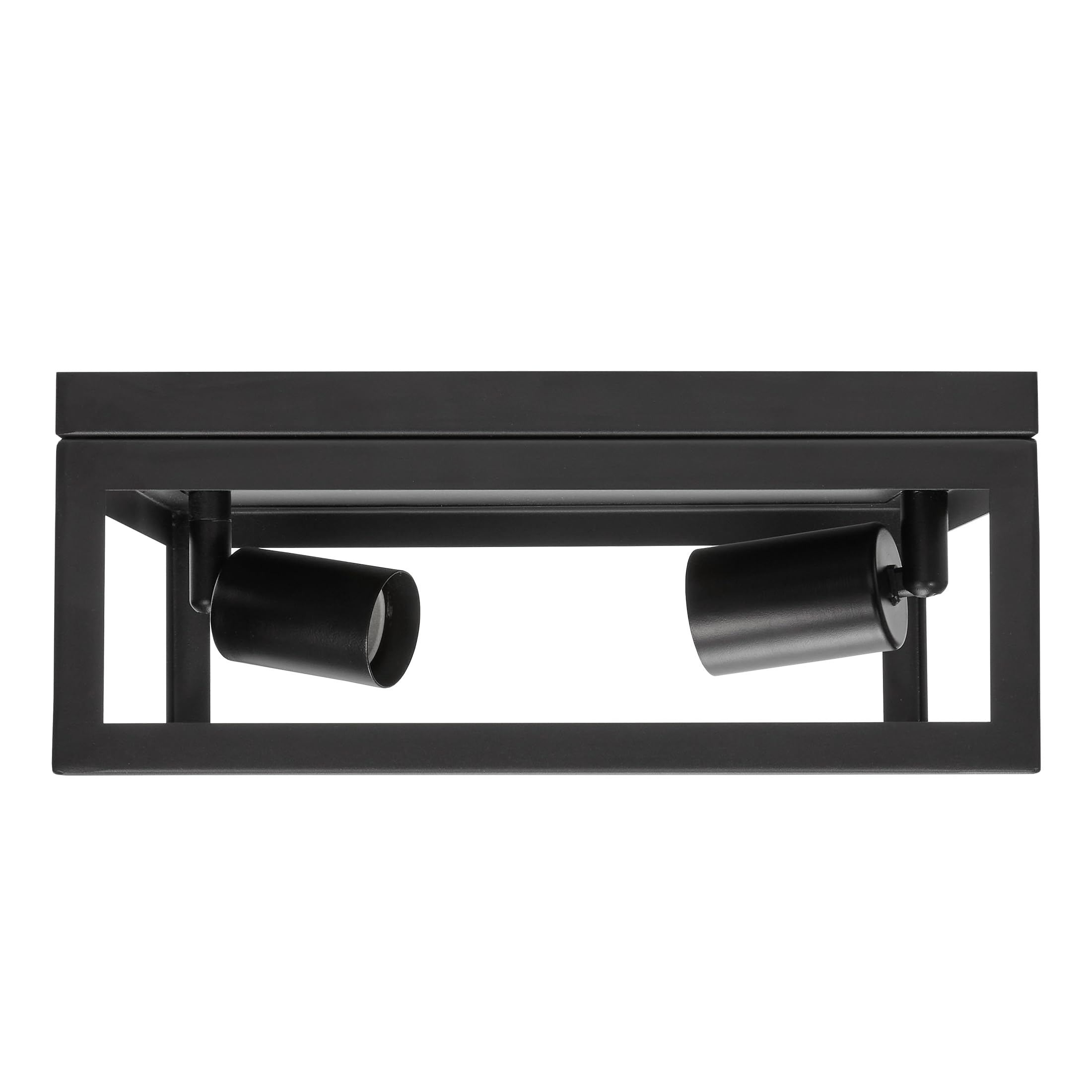 Maxxima Indoor/Outdoor Flush Mount Ceiling Light Fixture, 2-Light Square Farmhouse Close To Ceiling Entryway Light, Black, Bulbs