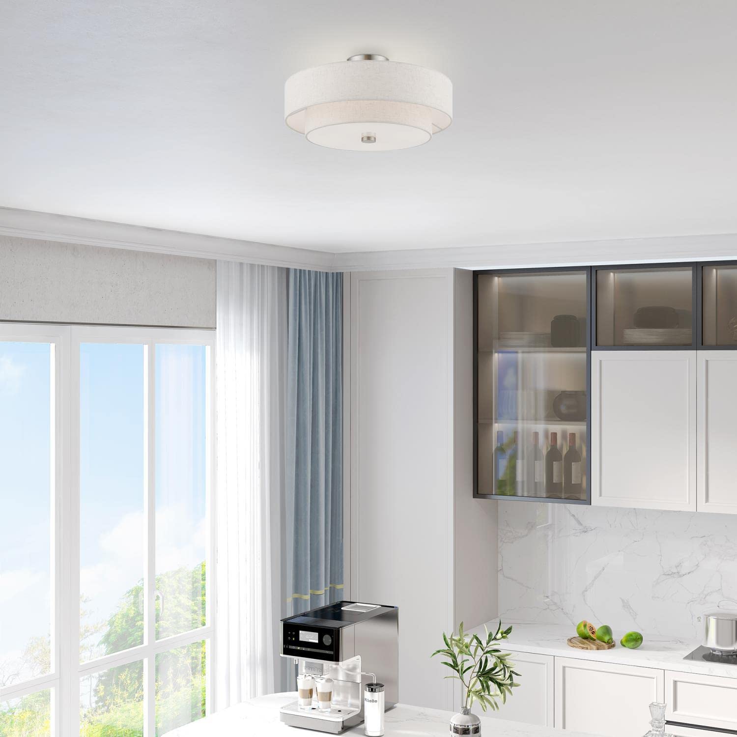 Livex Lighting Meridian 4 Light Semi-Flush In Brushed Nickel (51085-91)