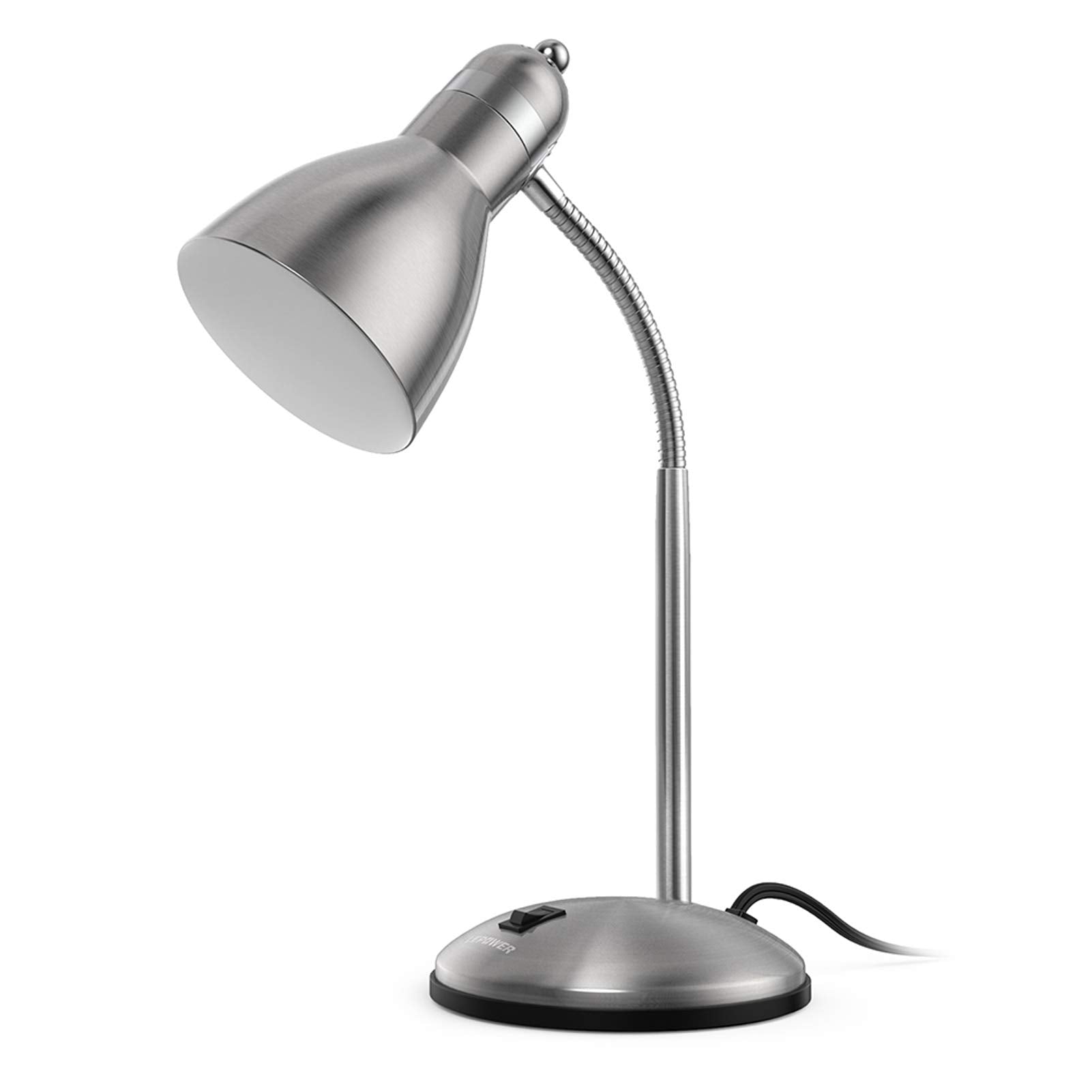 LEPOWER Metal Desk Lamp, Adjustable Goose Neck, Eye-Caring, Silver, Model UT2032