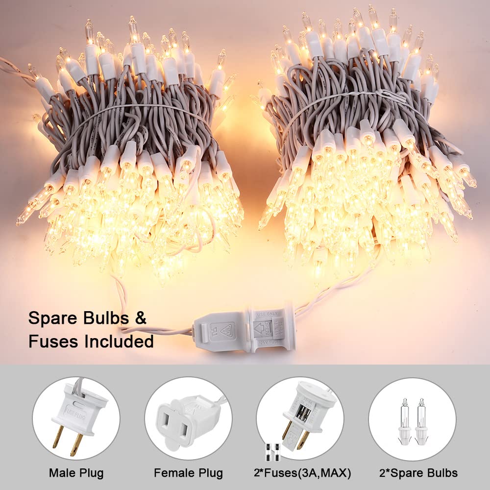 ODEETRONIC Incandescent Christmas Lights, 21.63ft 100 Count Clear Christmas Mini Lights Connectable, 120V UL Certified Indoor Wa