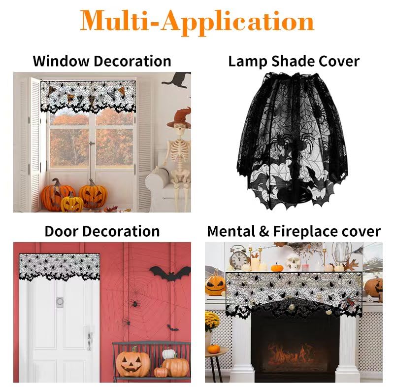 4Pcs Halloween Lamp Shade Cover Decorations, Lampshades Cover Decor Supplies, Large 20 X 60 Inch Spiderweb Lamp Shade Cover,Happy Halloween Indoor And Outdoor Decorations