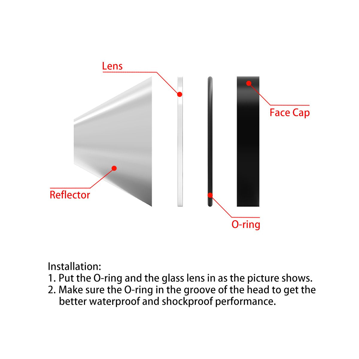 Weltool Glass Lens for Maglite C/D Cell Flashlights - Shatterproof, UltraClear, 2pcs, Model 71056, 2 Lenses