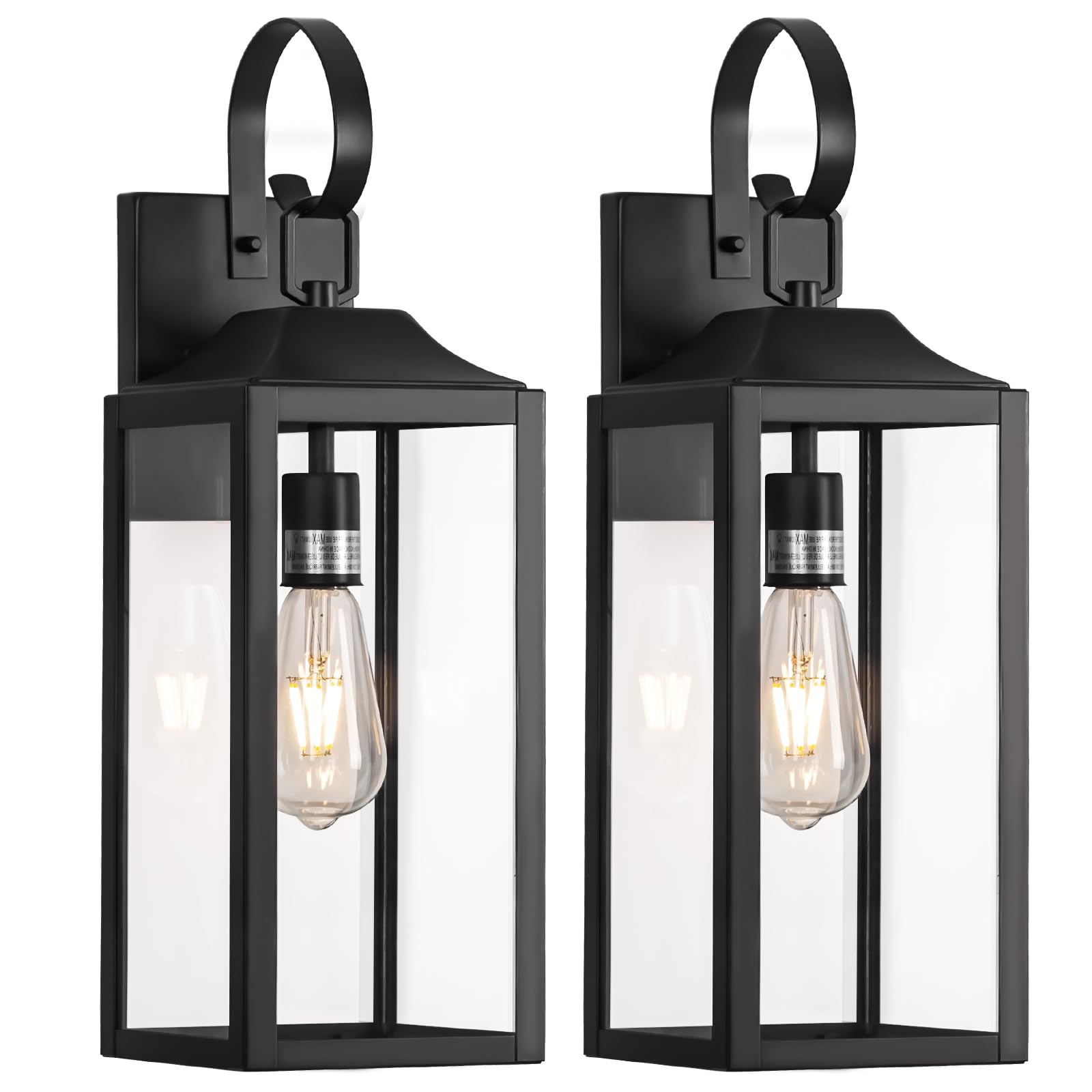 19 Large Outdoor Light Fixture 2 Pack  Porch Lights Sconce Exterior Lighting Fixtures  Black Outside Lights For House Modern Wall Lantern  Anti Rust Outside Coach Lamps For House  Doorway  Garage