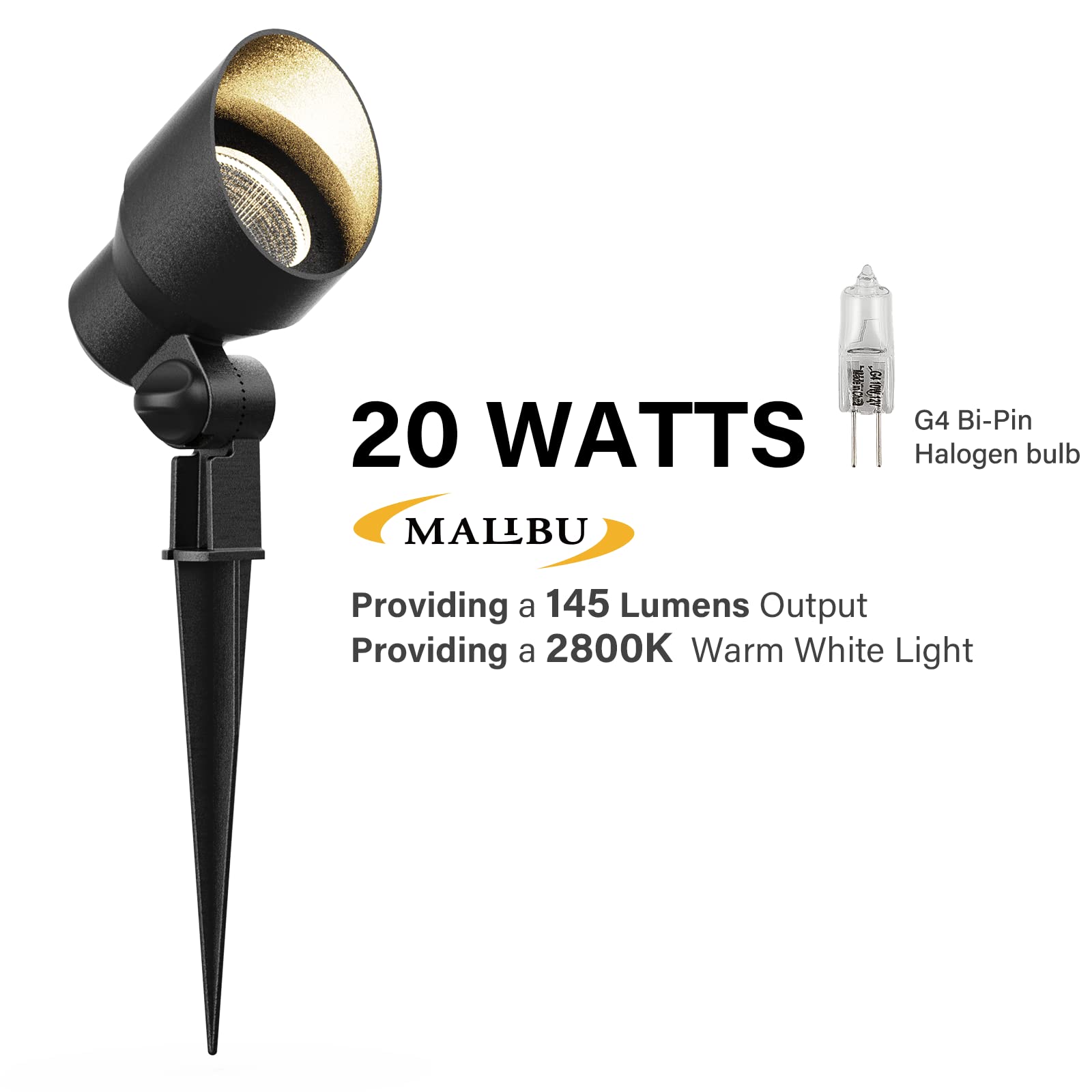 Malibu 20W Low Voltage Outdoor Spotlight - Weatherproof Black Aluminum Landscape Light for Driveway, Yard, Garden, Model 43397-22256