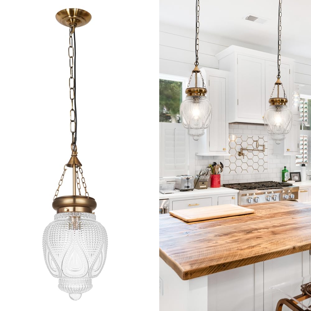Farmhouse Pendant Light, Vintage Brass Gold Pendant Lights Kitchen Island, Pendant Lighting for Island, Kitchen Island Lighting 