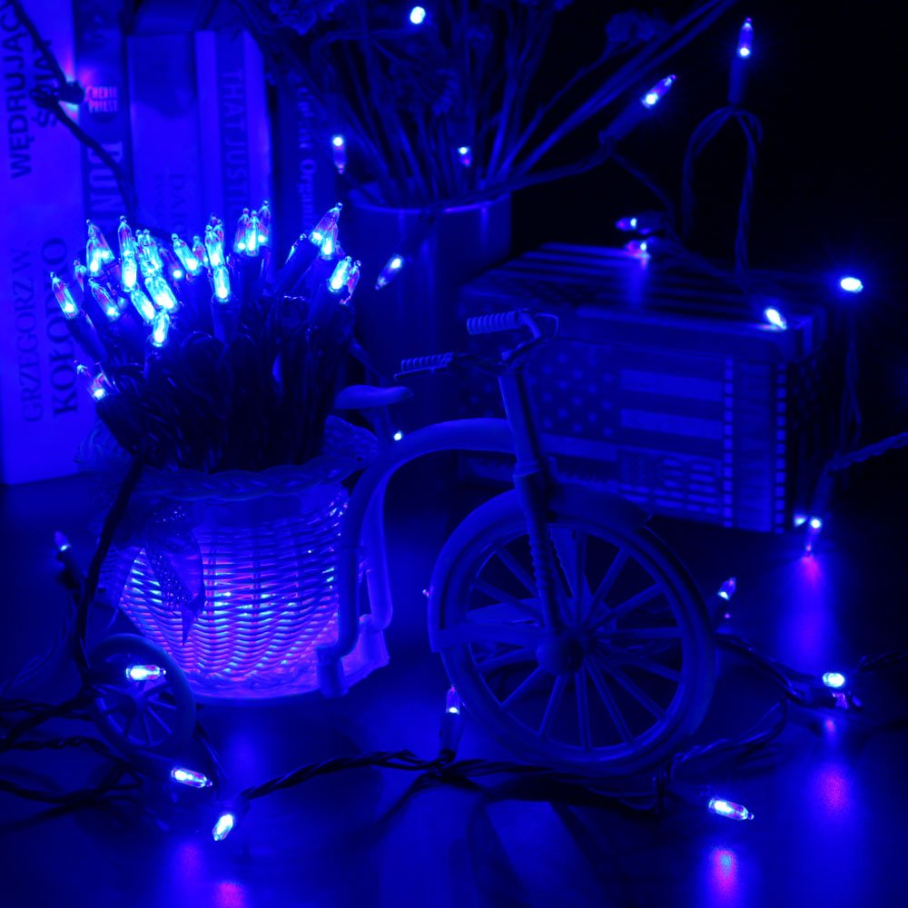 Brizled LED Christmas Lights, 100 LED Mini String Lights, 33ft, UL Certified, Blue, Indoor/Outdoor, Model DCFR01