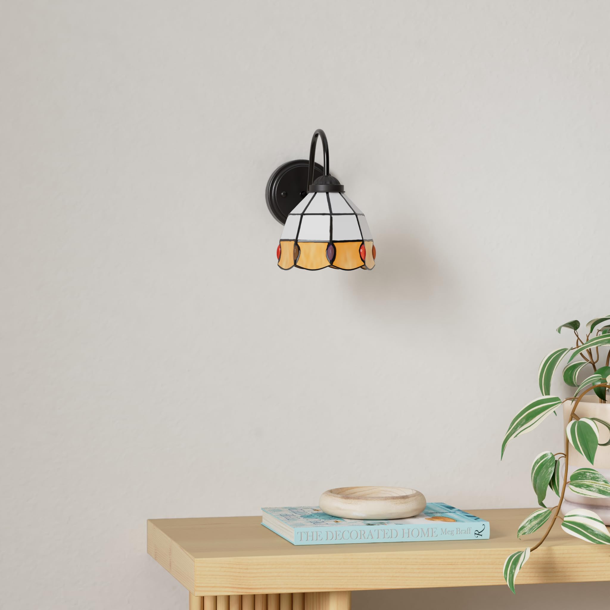 Dengmall Tiffany Dimmable Gooseneck Wall Sconce Lamp, Vintage Industrial Design For Bedroom & Living Room