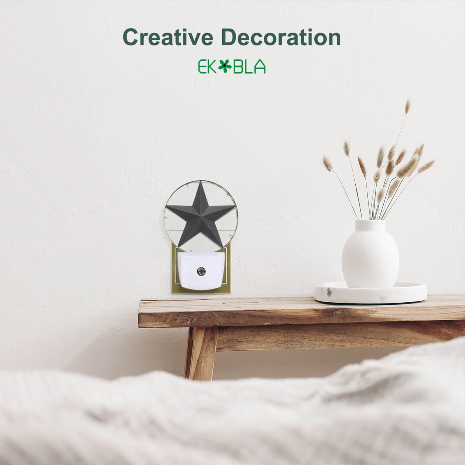 Ekobla Texas Star Night Lights Plug Into Wall Vintage Western Style Retro Star American Led Night Lamp With Dusk To Dawn Sensor