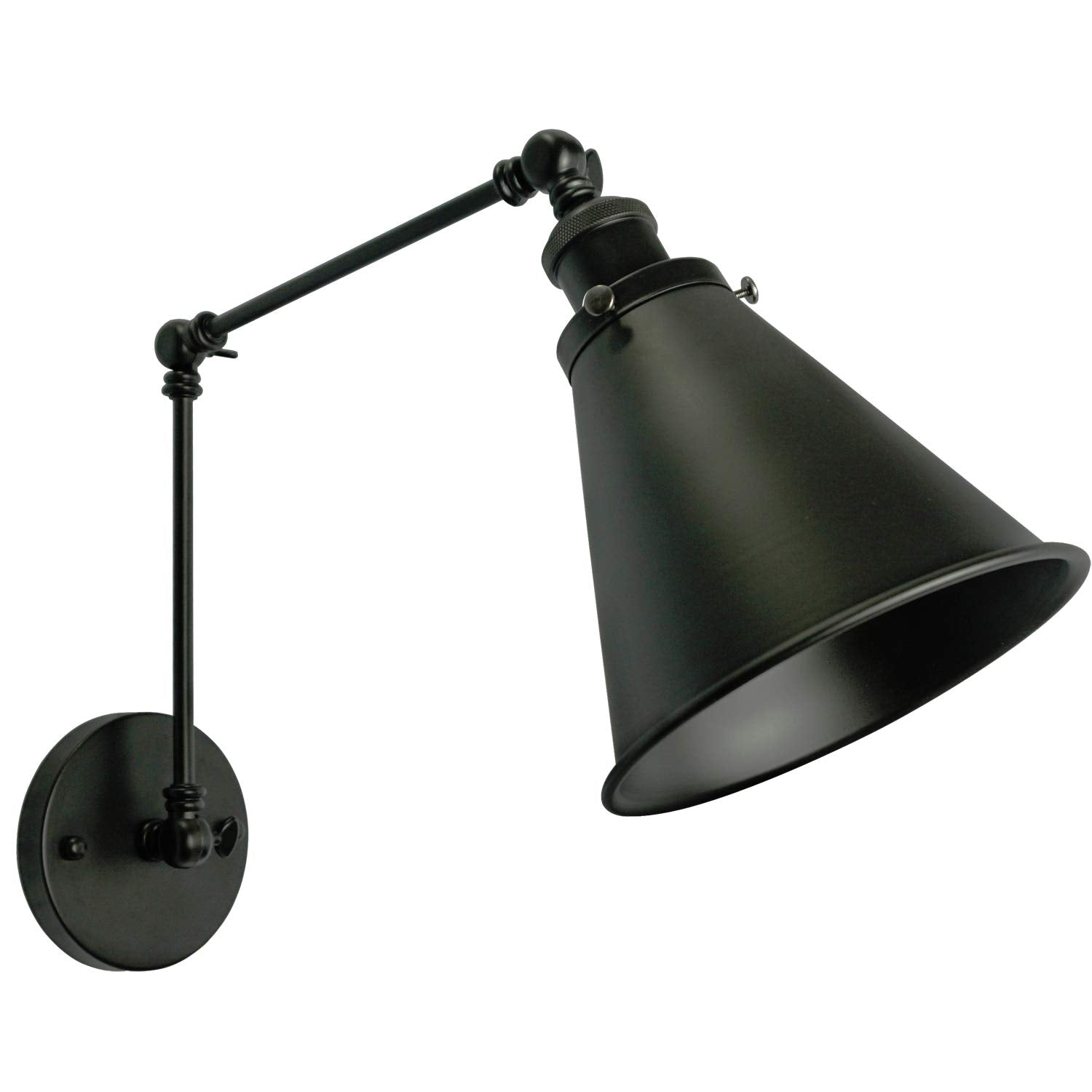 DZSUMY Wall Sconce Light, Adjustable Arm, E26 Base, Metal, Black Finish, Model WS05